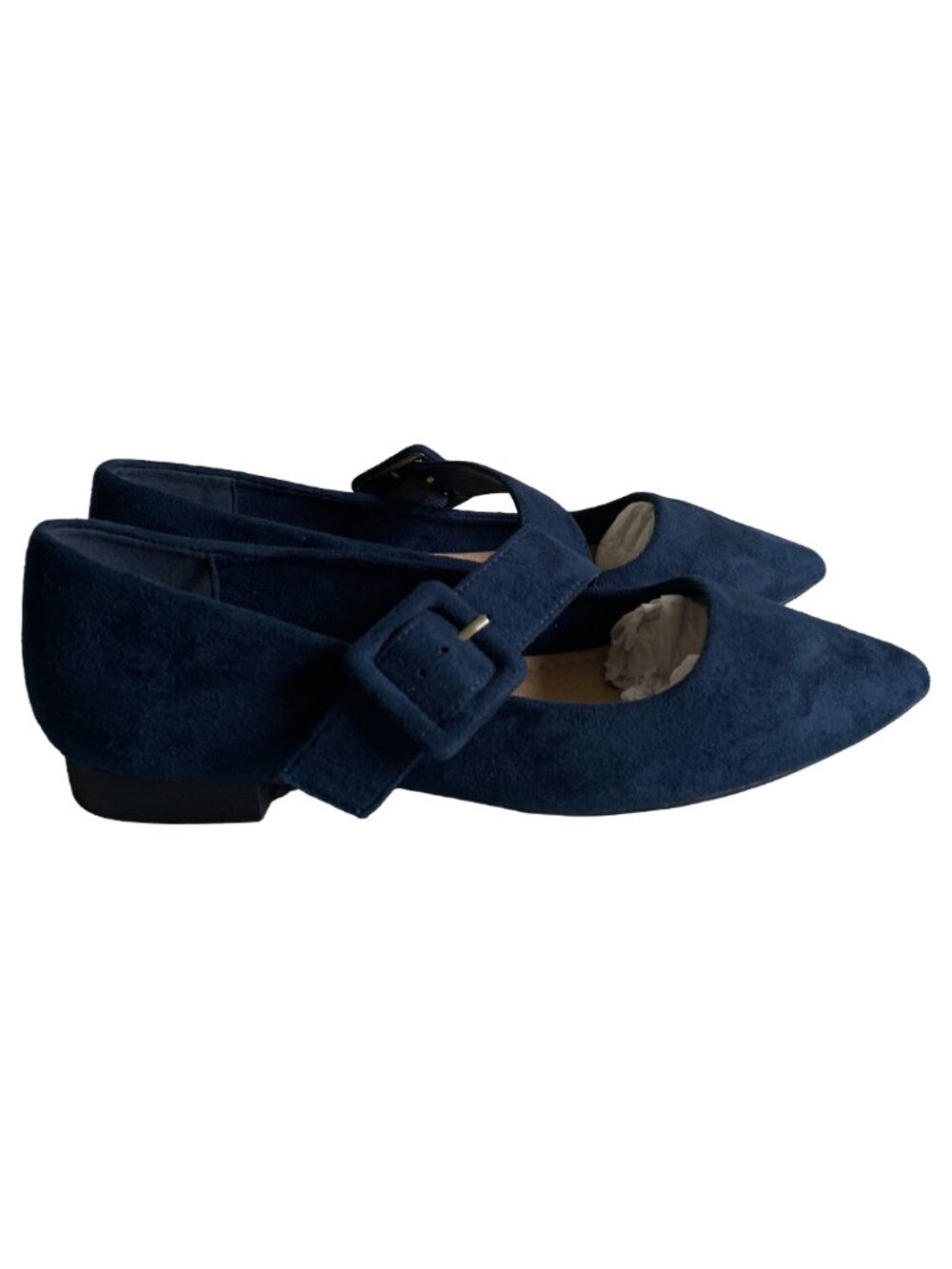 BELLA VITA Navy Blue Faux Suede Virginia II Mary Jane Pointed Toe Flats Sz 5.5 - Picture 9 of 11